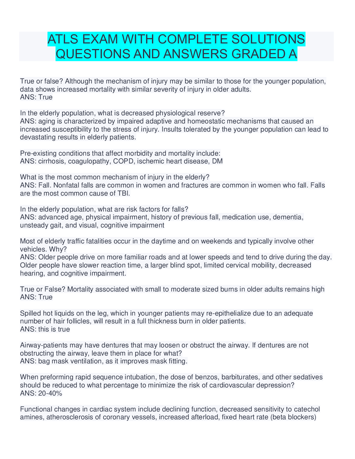 Preview image for ATLS EXAM WITH COMPLETE SOLUTIONS  QUESTIONS AND ANSWERS GRADED A